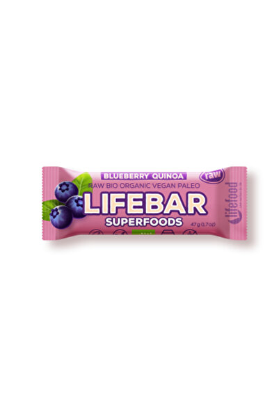 Lifebar plus baton cu afine si quinoa raw 47g
