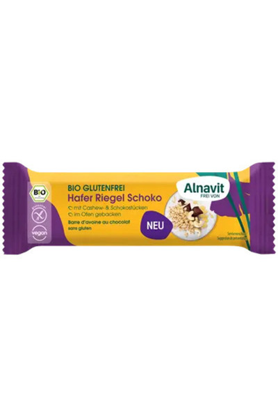 Alnavit Baton cu ovaz si ciocolata fara gluten, bio, 50g