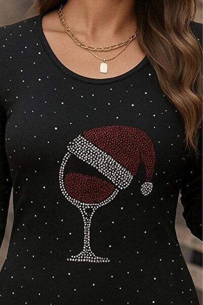 nedo7 Women's long sleeve stone goblet print diver mini length dress