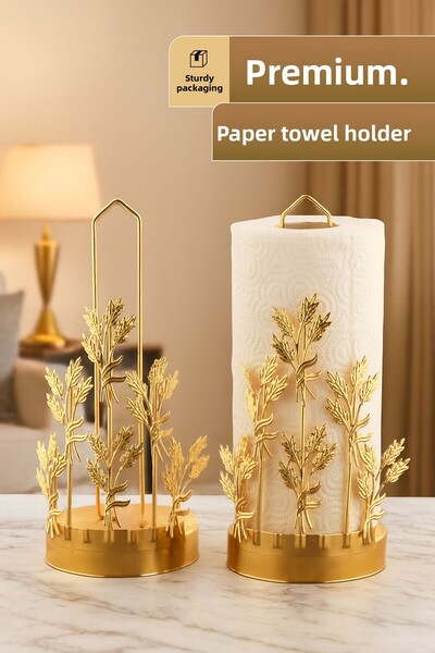 Mutfiko Gold Leaf Patterned Metal Paper Towel Holder |   Luxury Gold Kitchen ...