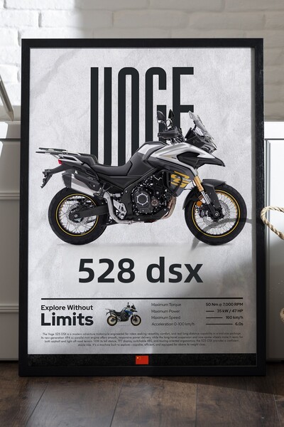 Duvarda Poster Voge 525 DSX cu ramă din lemn negru, pictură murală cu motocic...