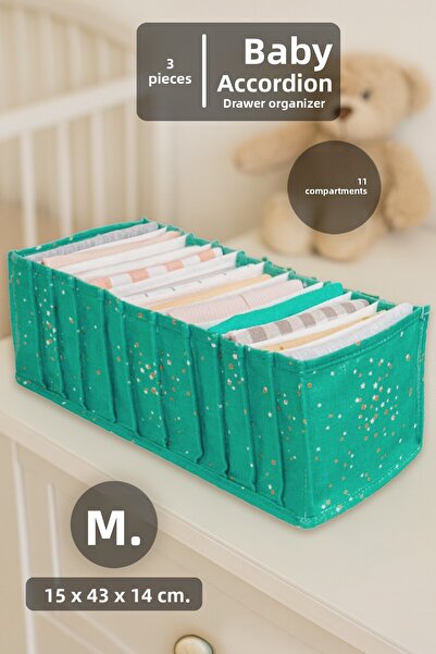 Meleni Baby 3 Pieces Medium Drawer Organizer - 11 Compartments Accordion Clos...