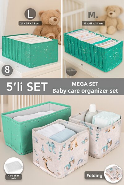 Meleni Baby 5-Piece Baby Organizer Set - Accordion Closet Drawer Organizer an...