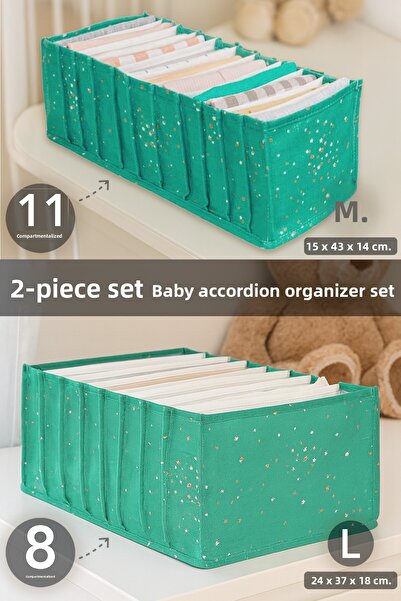 Meleni Baby 2-Piece Drawer Organizer Set - Baby Closet Organizer with Accordi...