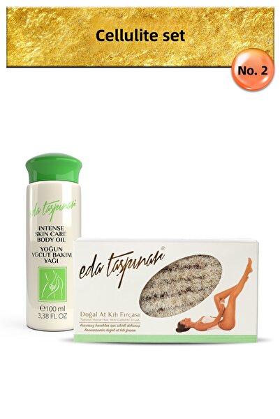 Eda Taşpınar Cellulite Seti.No.2: Natural Horsehair Brush Body Care Oil, Silk...