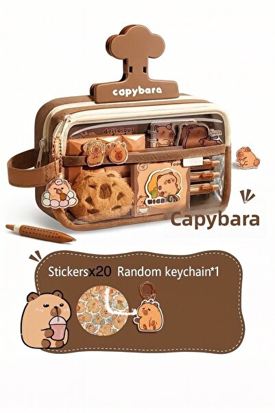 SilkRoute Husă pentru creion cu accesorii Capybara Suport pentru creion Capibara de mare capacitate, dimensiune mare, capybara