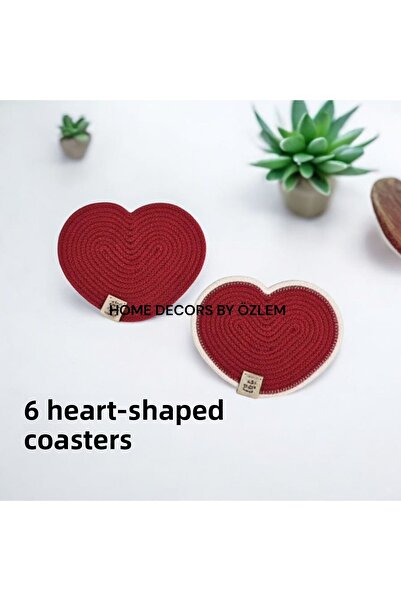 home decors by özlem 6 قطع من حاملات الأكواب على شكل قلب، منظم يدوي الصنع