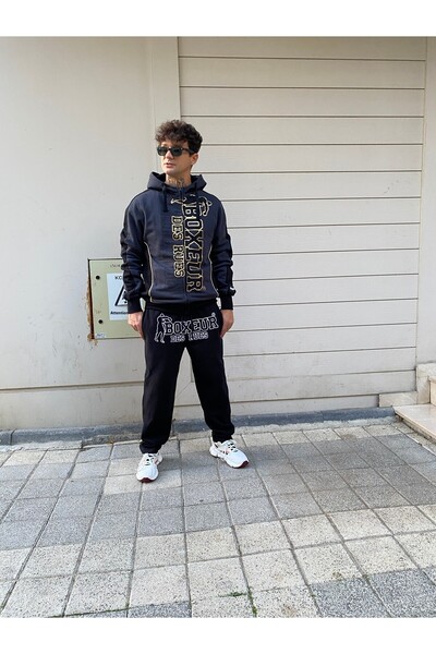 Boxeur Des Rues Dark gray full zip hoodie with gold logo