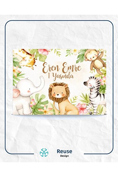 Reysa Tasarım ملصق عيد ميلاد بموضوع سفاري مقاس 100x150 سم