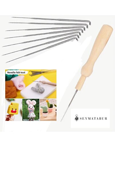 BALIM ÖRGÜ EVİ Wooden Ergonomic Handle Wool Felting Needle Kit with 7 Needles