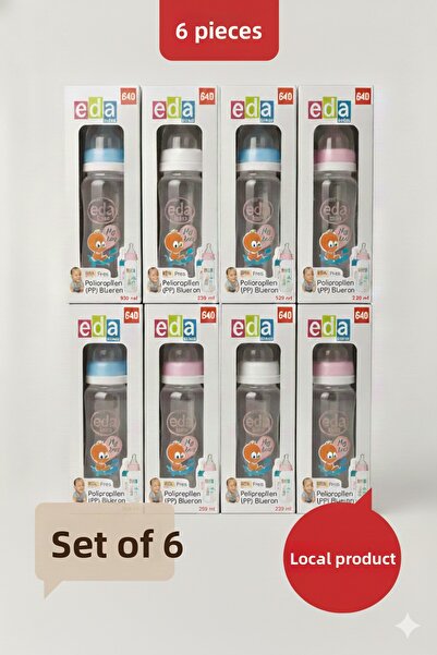 LUX EDA BEBE Bpa-Free Polypropylene Pp Baby Bottle Set 250 ml 6 Pieces Blue/P...