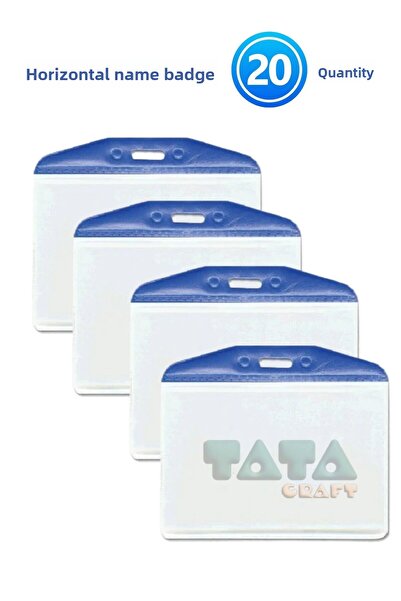 TATA CRAFT Pungă ovală pentru carduri cu guler transparent, 20 bucăți, cu accesorii pentru carduri cu dungi albastre