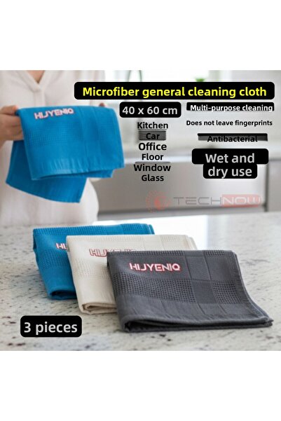 Technow قطعة قماش تنظيف سحرية من الألياف الدقيقة مقاس 40×60 سم، عبوة من 3 قطع