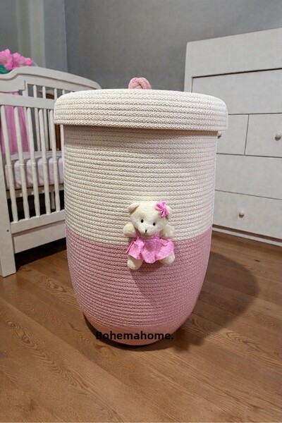 Bohemahomedecor Ροζ πούδρα παιδικό καλάθι ρούχων πολλαπλών χρήσεων οργανωτής ...