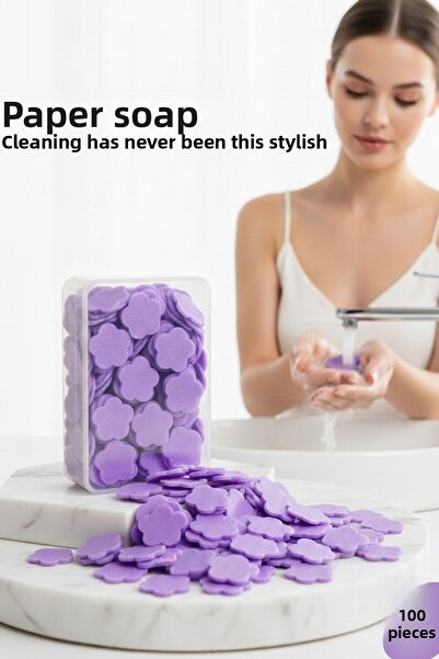 Transformacion صابون ورقي معطر يذوب باليد - عبوة من 100 قطعة صابون سحري - صندوق سفر صحي 722443