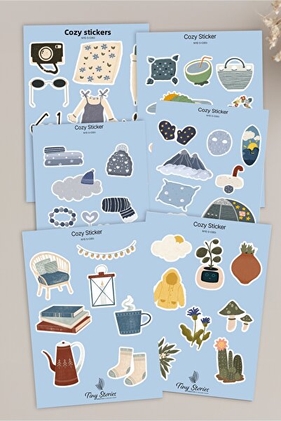 tinystoriestr مجموعة ملصقات ذات طابع مريح - 6 قطع / مفكرة، دفتر ملاحظات، مجلة...