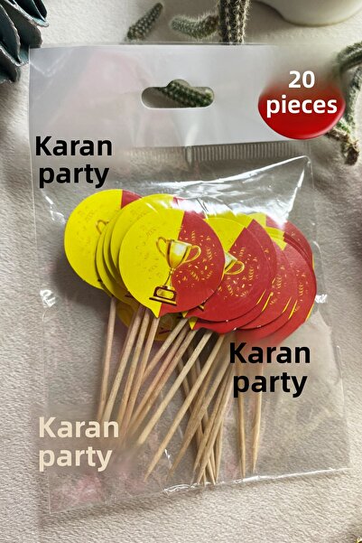 karanca parti süs 20 قطعة من أعواد الأسنان ذات الطابع الأصفر والأحمر لحفلات أ...