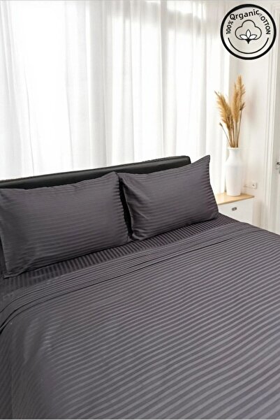 FAMİLYA COLLECTİON طقم غطاء لحاف فاخر من الساتان المخطط من نوع الفنادق ذات ال...