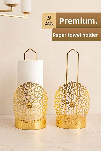 Mutfiko Gold Color Luxury Metal Paper Towel Holder – Decorative Kitchen Towel...