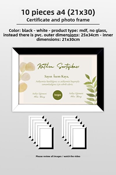 Me you 10 Pieces 21X30 Frame - Mdf Frame - Photo Frame - A4 Diploma Frame - C...