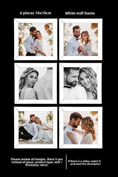 Me you 6 قطع إطار 10×10 - إطار من الخشب المضغوط - إطار صور - إطار مربع - مع ب...