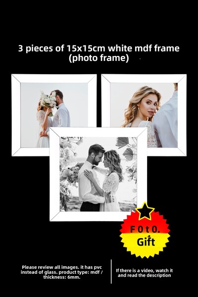Me you 3 قطع إطار 15×15 - إطار من الخشب المضغوط - إطار صور - إطار مربع - مع ب...