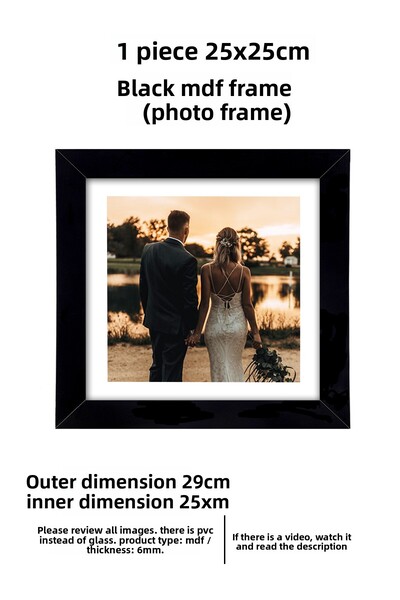 Me you 1 قطعة إطار 25x25 - إطار MDF - إطار صور - إطار مربع - مع PVC