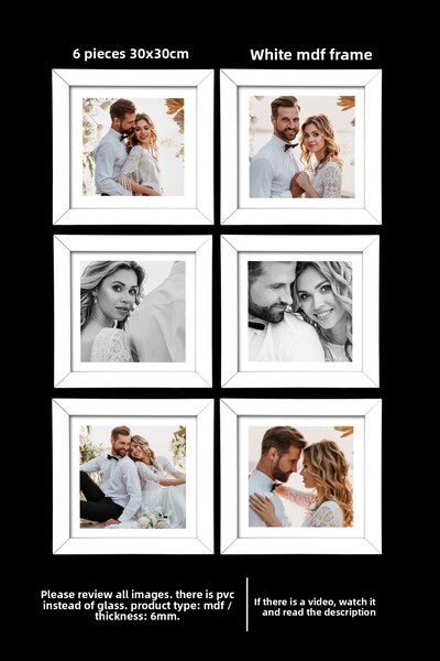 Me you 6 قطع إطار 30×30 - إطار من الخشب المضغوط - إطار صور - إطار مربع - مع ب...