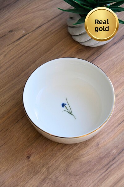 tabakevi Tabak Evi Porcelain Natura Iris Gold Gilded Bowl 13.50X4Cm 460Cc Set of 4