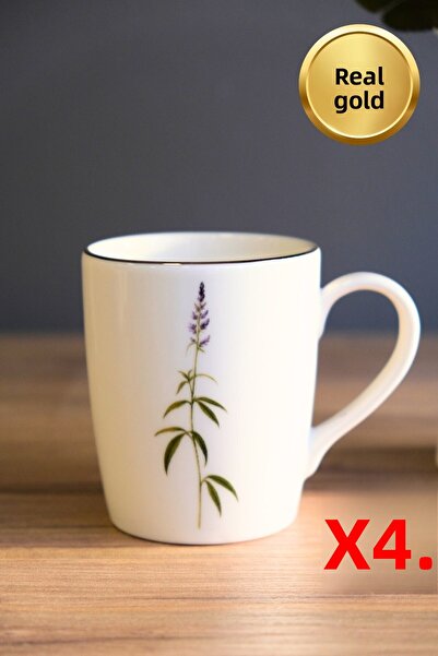 tabakevi Tabak Evi Porcelain Natura Cluster Mug with Handle 9cm 220ml Set of 4