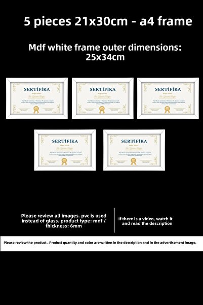 Me you 5 Pieces 21X30 Frame - Mdf Frame - Photo Frame - A4 Diploma Frame - Ce...