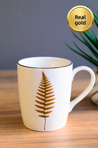 tabakevi Tabak Evi Porcelain Natura Fern Mug with Handle 9cm 220ml Set of 4