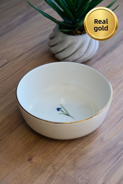 tabakevi Tabak Evi Porcelain Natura Iris Gold Gilded Bowl 13.50X4Cm 460Cc Set of 4
