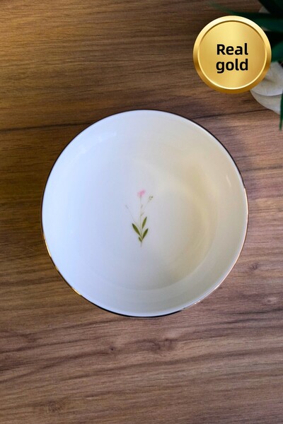 tabakevi Tabak Evi Porcelain Natura Broadcloth Gold Gilded Bowl 13.50X4Cm 460Cc Set of 4