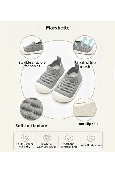 MARSHETTA Baby Orthopedic Soft Non-Slip Sole Breathable Mesh Fabric Black Baby First Step Shoes