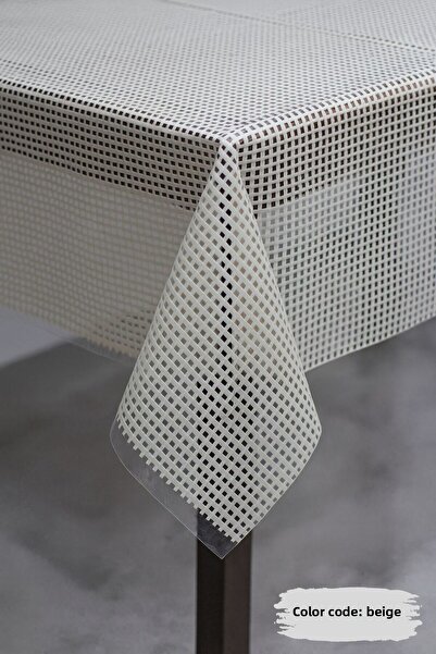 Soft Kare مفرش طاولة من PVC بمظهر دانتيل فاخر - قابل للمسح، مقاوم للماء، سهل التنظيف