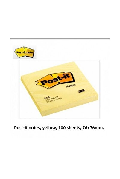3M Hârtie adezivă pentru note POST-IT GALBENĂ 76x76 100 YP 654 PACHET DE 12