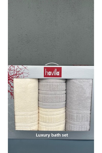 SERENART HOME طقم حمام تركي هافيلا باللون الرمادي