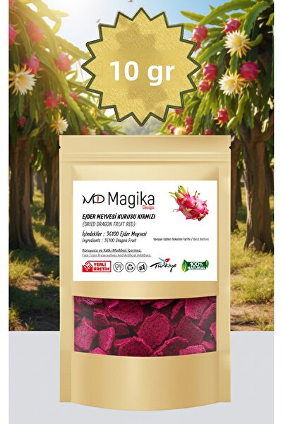 Magika Design 10 جرام من فاكهة التنين المجففة باللون الأحمر، محلية الصنع، طازجة، إنتاج نظيف، خالية من المواد المضافة والمواد الحافظة