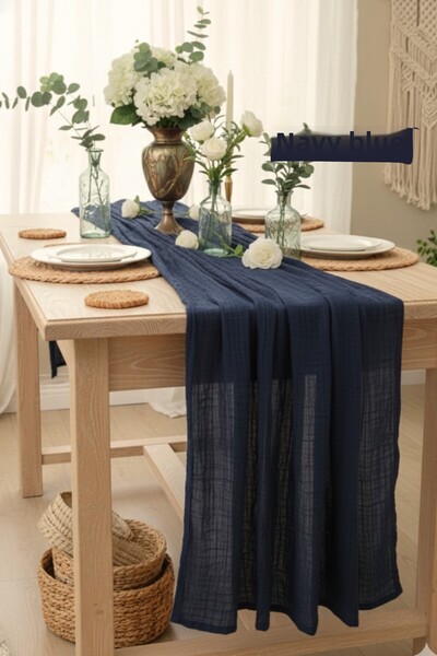 KAMİZ Bohemian Runner Tablecloth Modern Home Decor Wedding Engagement Special Day Table Cloth Dowry Set 100% Cotton