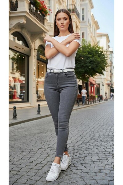 geenz manifacture Women's Blue Gray Ngbutika Full Stretch Fabric High Waist Skinny Jean Trousers (Recovery)