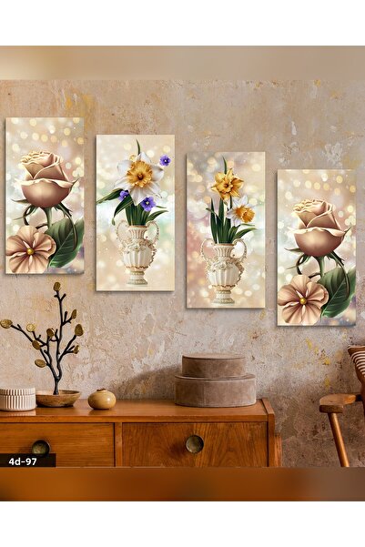 Evinemoda Tablou MDF cu flori din 4 piese