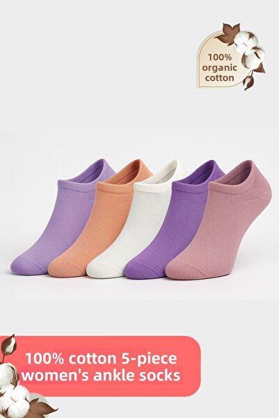 lacelove 100% Cotton First Quality Combed Cotton Socks Set - Women's 5-Piece ...