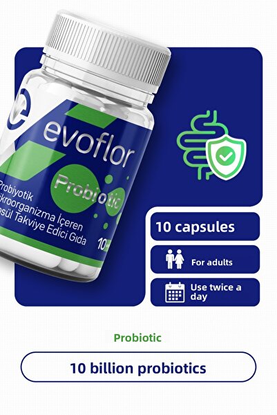 EVOFLOR كبسولة بروبيوتيك - مجموعة مكملات غذائية تحتوي على 10 كائنات عضوية دقيقة