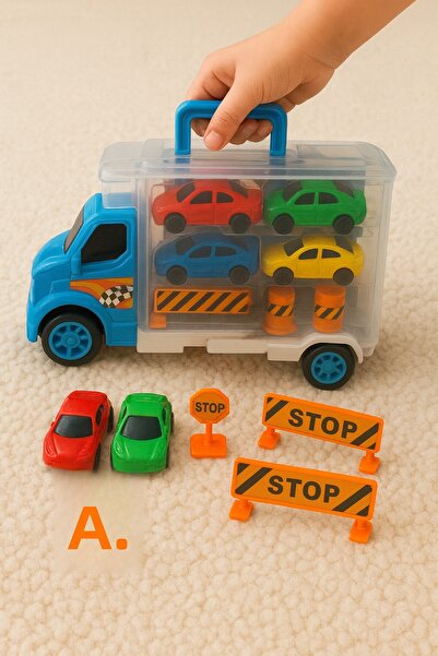 SmartFox Plastic Toy Car Traffic Set with Carrying Case