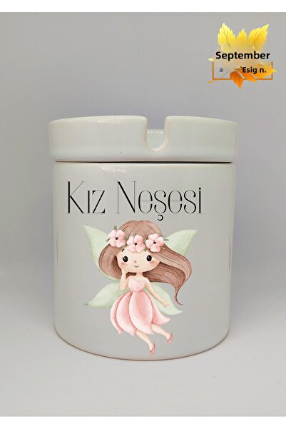 Eylül Design منفضة سجائر سيراميكية ممتعة مكتوب عليها 'فرح الفتاة' مطبوع بدون ...