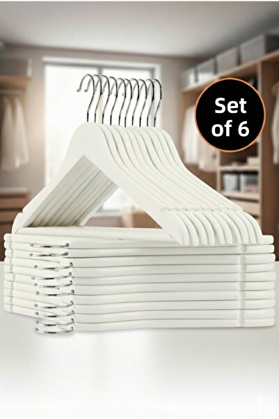 ETC HOME 6 قطع من شماعات الملابس البلاستيكية ذات المظهر الخشبي عالية الجودة ب...