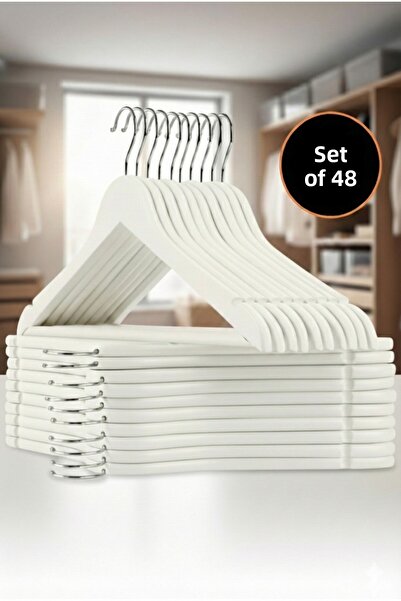 ETC HOME 48 قطعة من شماعات الملابس البلاستيكية ذات المظهر الخشبي عالية الجودة...