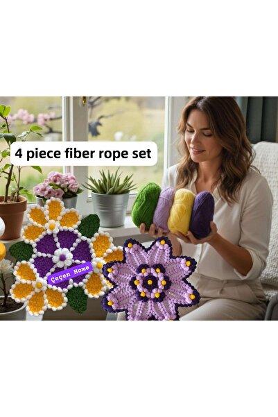 ÇEÇEN HOME Set de 4 fire de croșetat manual pentru pulover-vestă 100 gr - 475 mt