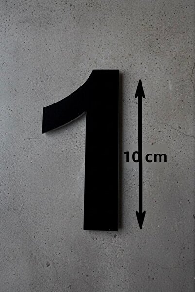 Yalıgraf Reklam Tabela رقم الباب رقم 1، زجاج شبكي أسود 10 سم، رقم باب فيلا أو...